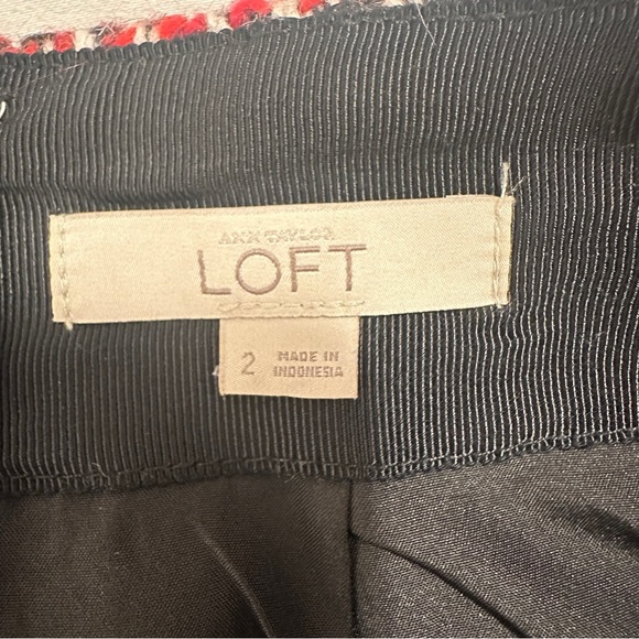 Loft Ann Taylor Black Red White Herringbone Wool Blend Skirt Size 2 Women’s - Picture 10 of 11